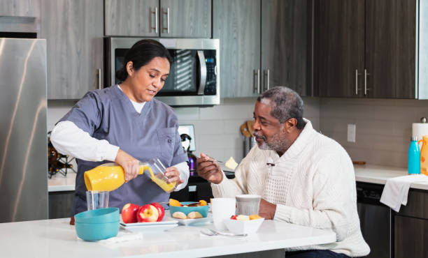 Compassionate caregiver providing home health services to senior in Parker Colorado